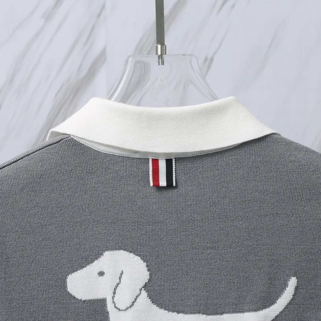 ：M 30（TB POLO ） THOM BROWNE TB POLO Classic Breathable Authentic Quality + Authentic Size：0/1/2 ：White/Navy Blue/Gray